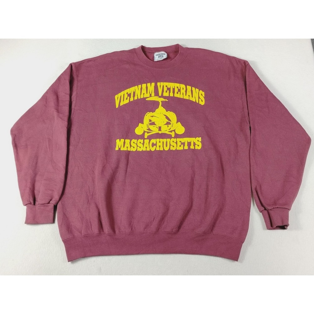 Vintage Lee Sweatshirt‎ Mens XL Red Heavyweight Vietnam Veterans Massachusetts